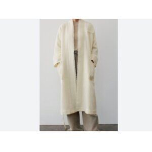 Zara Womens Overcoat Coat XS S Off White Ivory Manteco Wool Tie 8288/448 NWT